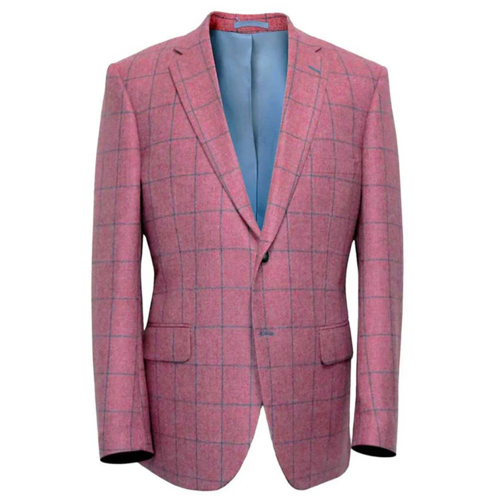 Torre Uomo Milan Pink With Blue Check Linen Jacket