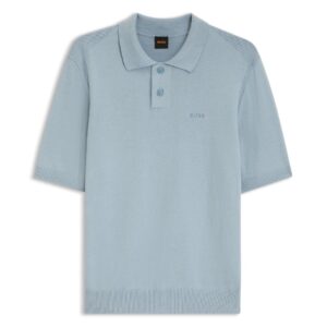 BOSS Asac Light Blue Cotton Knitted Polo