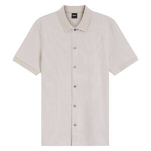BOSS Regular Fit Beige Shirt In Bubble Structure Cotton