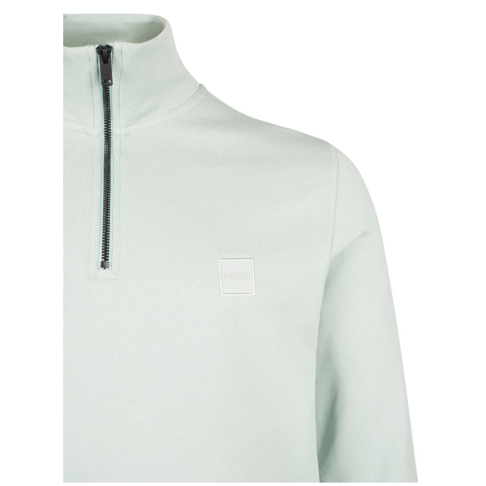 BOSS Zetrust Soft Green Cotton Half Zip 1