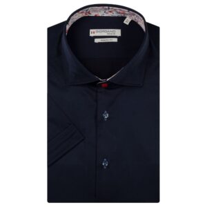 Giordano Summer Floral Trim Semi Cutaway Navy Short Sleeved Shirt