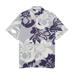 PAUL SMITH Blue Short Sleeve Floral Pattern Shirt