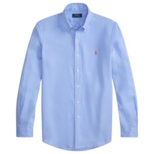 POLO RALPH LAUREN Blue Custom Fit Long Sleeve Linen Shirt