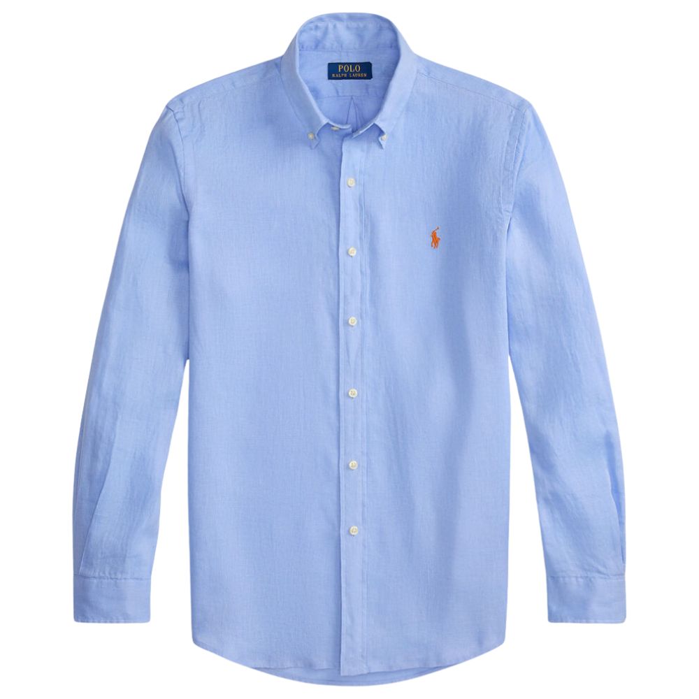 POLO RALPH LAUREN Blue Custom Fit Long Sleeve Linen Shirt