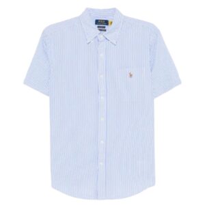 POLO RALPH LAUREN Short Sleeved Striped Guaranteed To Wrinkle Oxford Shirt