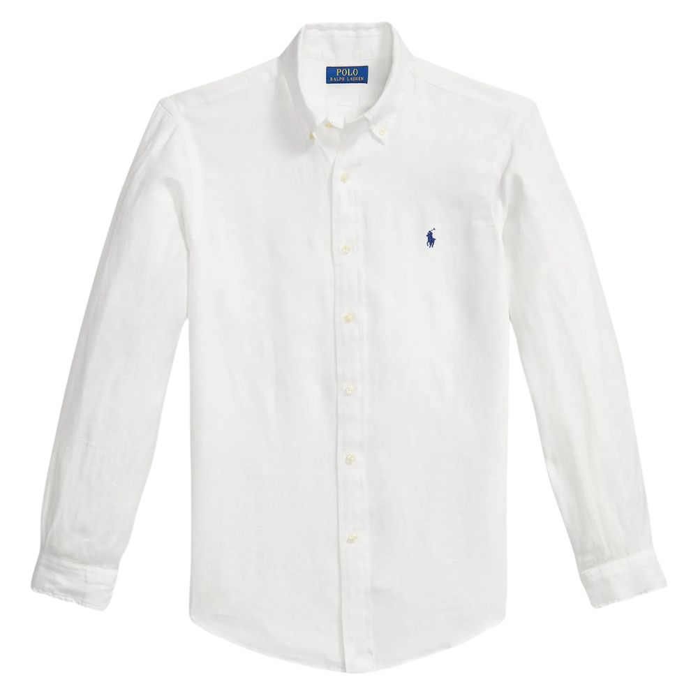 POLO RALPH LAUREN White Button Down Pony Detail Custom Fit Shirt
