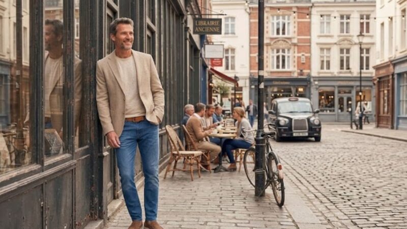 Discover How to Dress Like a CEO on Weekends using a smart casual jacket, jeans, and T-shirt combination that delivers an easy, elevated look.