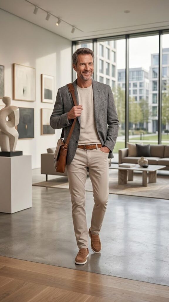 Discover How to Dress Like a CEO on Weekends using a smart casual jacket, jeans, and T-shirt combination that delivers an easy, elevated look