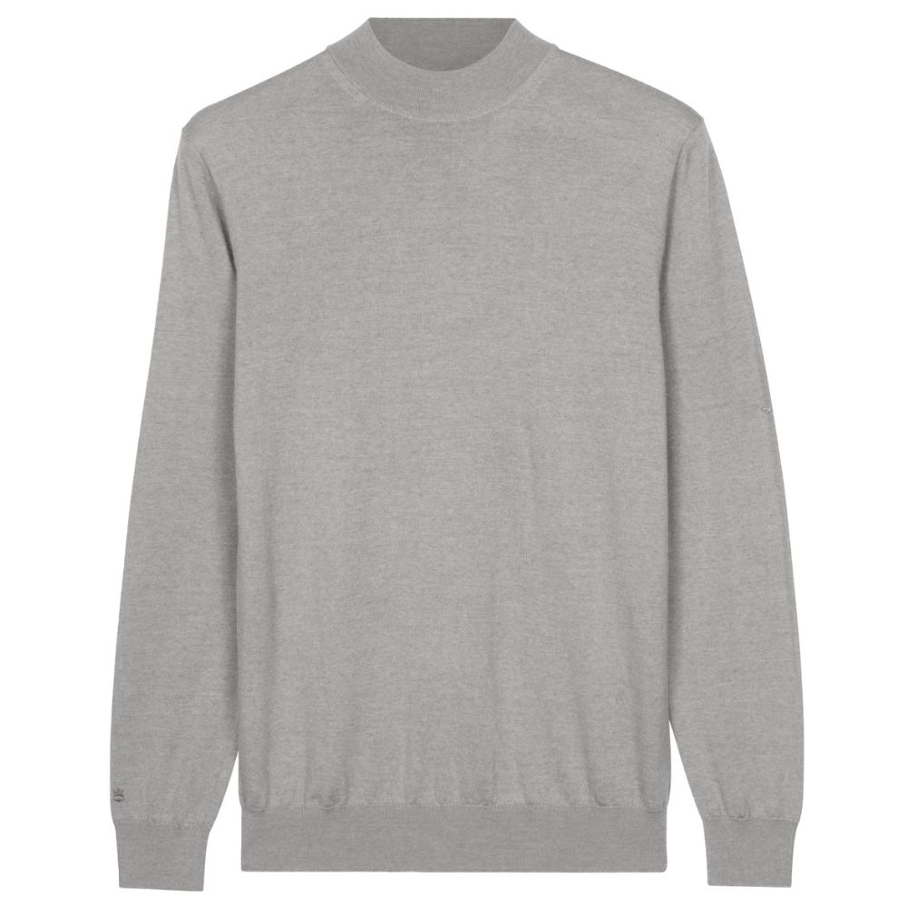 Thomas Maine Light Grey Merino Wool Turtle Neck Jumper 1