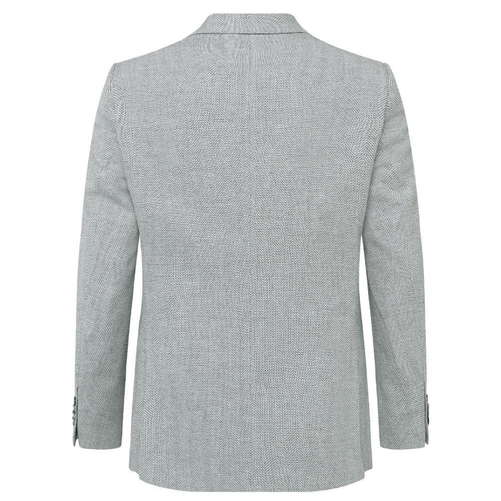 BOSS Grey Regular Fit Jacket In Herringbone Cotton And Virgin Wool