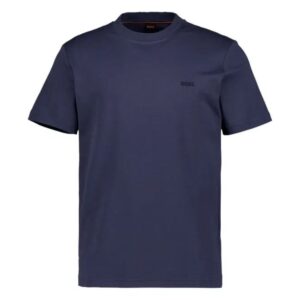 BOSS Interlock Navy Cotton T-shirt With Embroidered Logo