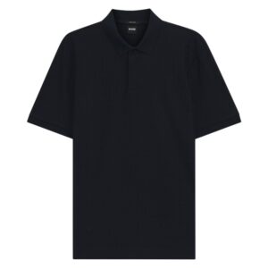 BOSS Navy Ribbed Textured Polo Shirt