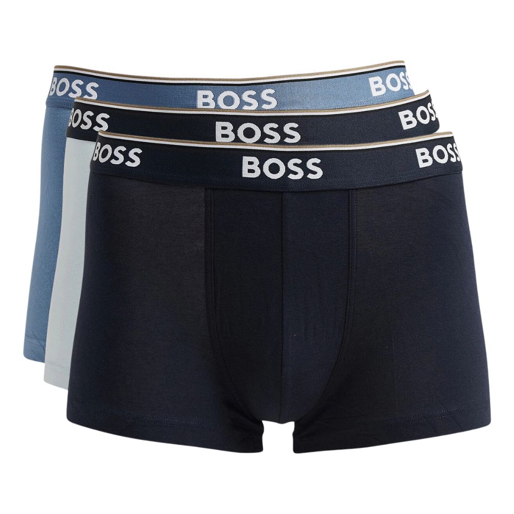 BOSS Three Pack Of Stretch Cotton Trunks With Logo Waistbands