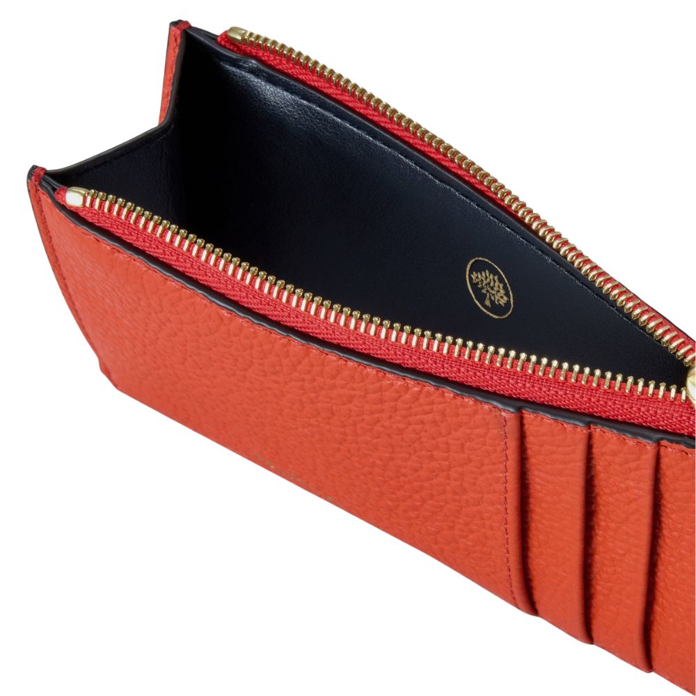 MULBERRY Continental Long Zipped Card Holder Coral Orange Small Classic Grai 1