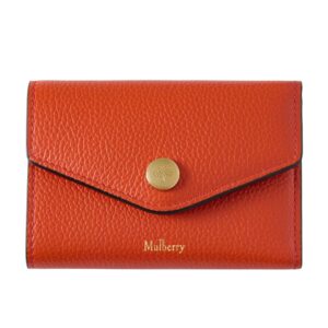 Mulberry Folded Multi-Card Wallet Coral Orange Small Classic Grain