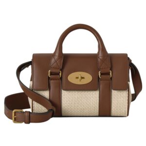 Mulberry Mini Bayswater Ecru & Bright Oak Raffia & Leather Trim