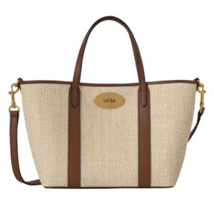 Mulberry Mini Bayswater Tote Ecru & Bright Oak Raffia & Leather Trim