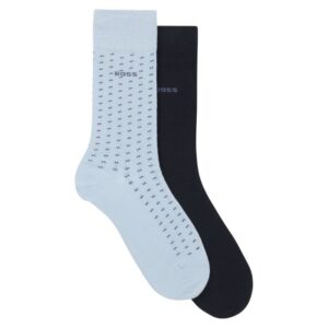BOSS 2-Pack Regular Length Navy And Blue Patterned Socks