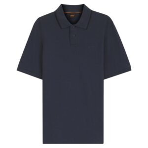 BOSS Regular Fit Dark Blue Polo Shirt In Honeycomb Structured Cotton Piqué