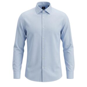 BOSS Slim-Fit Performance Blue Shirt Easy-Iron Cotton