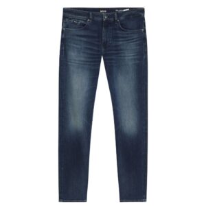 BOSS Delaware Cashmere-Touch Dark Blue Slim Fit Denim Jeans