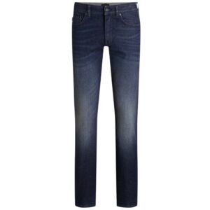 Boss Delaware Slim Fit Navy Trousers In Full Motion