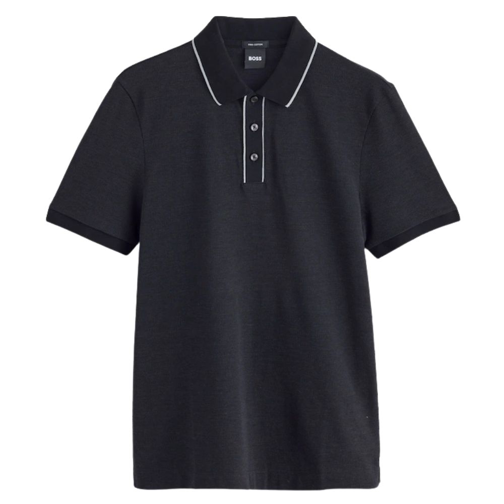 Boss Regular Fit Black Polo Shirt In Cotton