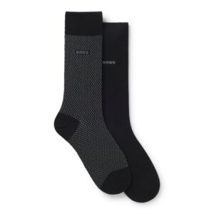 BOSS 2-Pack Regular Length Charcoal, Beige and White Patterned Socks