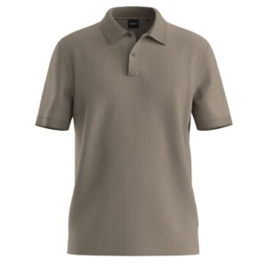 BOSS Light Brown Cotton Jersey Polo