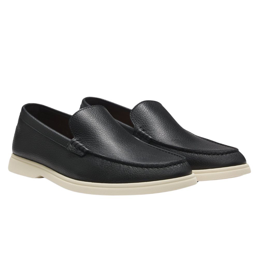 BOSS Tumbled Leather Moccasins Loafers With Logo Detail