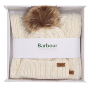 Barbour Women Cream Hat and Scarf Gift Box