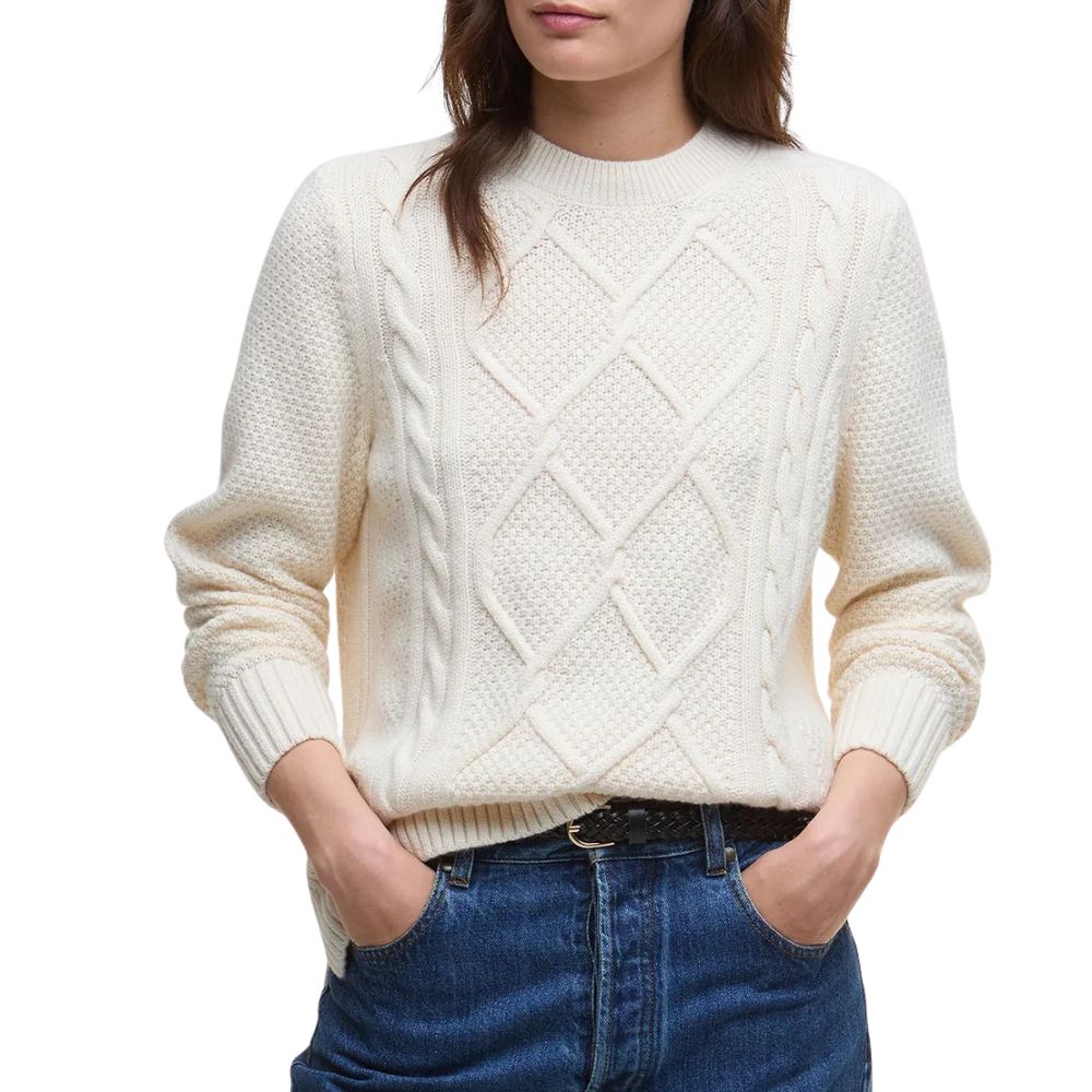 Barbour Women's Burne Crew Knitted Cream Jumper