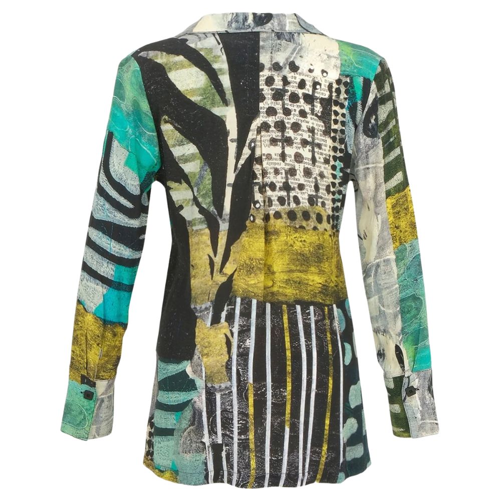 Dolcezza Shirt Black Mono Leaf Print