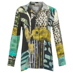 Dolcezza Shirt Black Mono Leaf Print