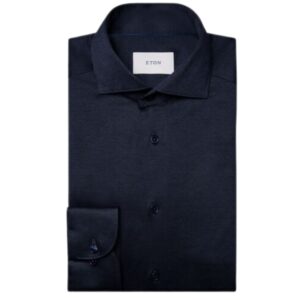 Eton Knitted Slim Fit Dark Blue Shirt
