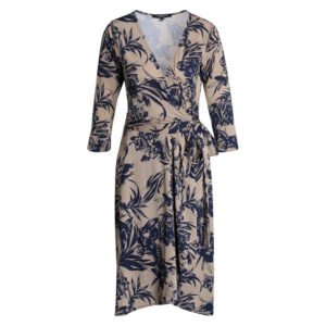 Ilse Jacobsen Floral Navy And Beige Midi Dress