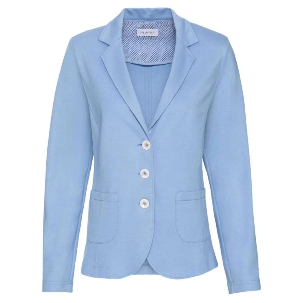 Just White Blue Jersey Blazer