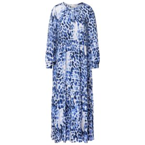 Milano Animal Print Navy Blue Long Dress