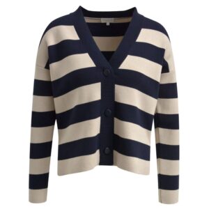 Milano Navy Cream Stripe Button Front Cardigan