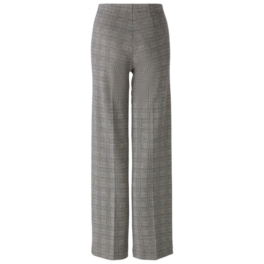 Oui Check Black and White Trousers