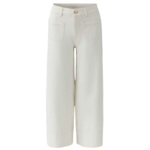 Oui Cream Wide Leg Cropped Jeans