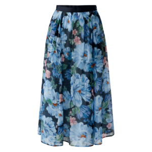 Oui Floral Print Blue Maxi Skirt