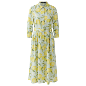 Oui Lemon Print Green Midi Dress