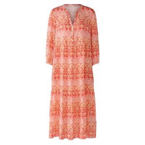 Oui Coral Print Peach Midi dress