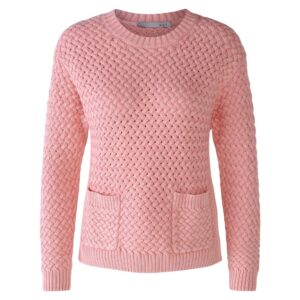 Oui Pink Braided Cotton Pullover