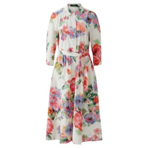 Oui White Floral Print Midi Dress