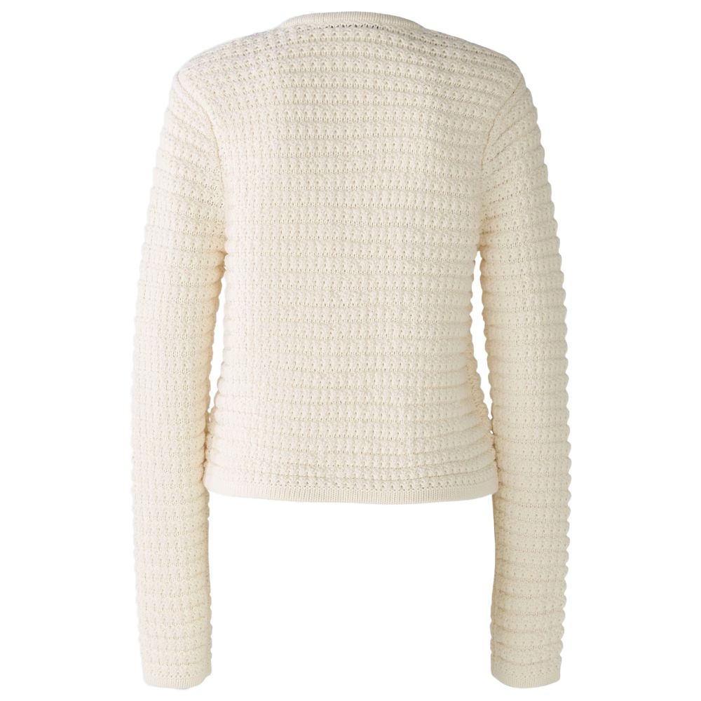 Oui White Knitted Gardenia Cardigan Jumper