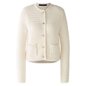 Oui White Knitted Gardenia Cardigan Jumper