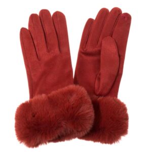 Park Lane Red Faux Suede Gloves