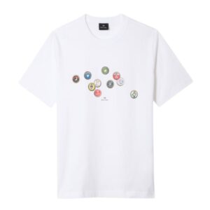 PAUL SMITH Regular Fit White 'Bottle Caps' T-Shirt